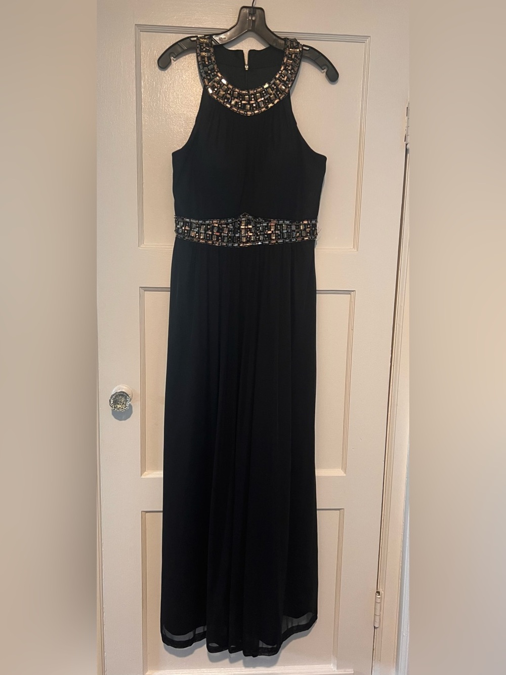 Beaded Embellished Black Maxi Dress